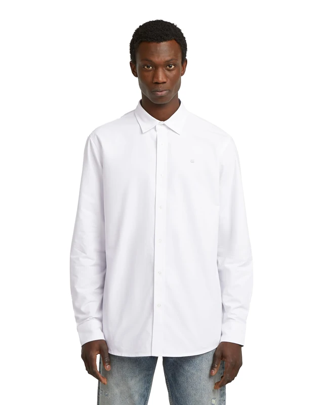 G-STAR Men's Clean Regular Shirt, Multicolor (white/white oxford D25196-C895-B579), M