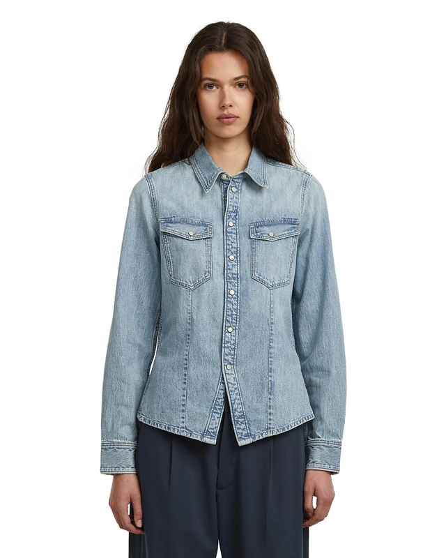 G-STAR Women's Kick Slim Shirt, Multicolor (sun faded pacific blue D27925-D539-H466), XS