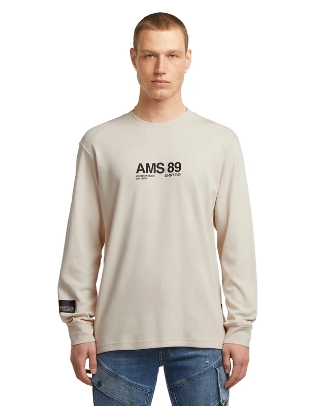 G-STAR Men's AMS 89 T-Shirt, WHITE (dk talc D26867-D976-A488), S