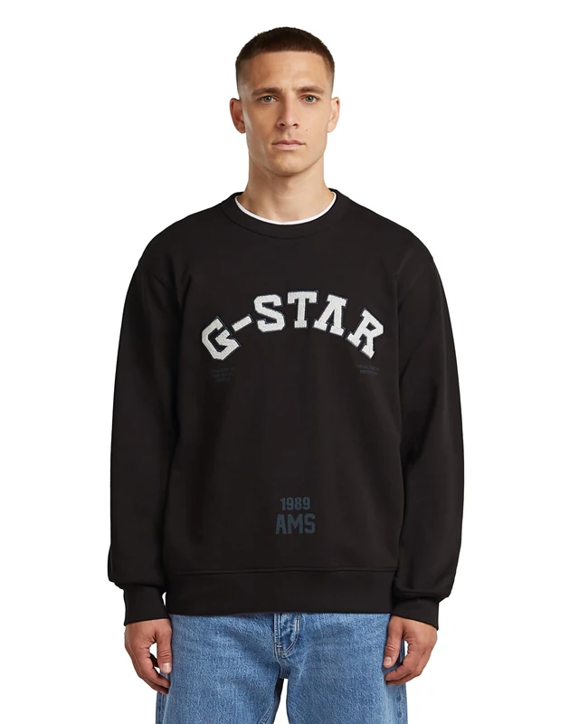 G-STAR Men's Applique Sweater, BLACK (dk black D27963-D257-6484), L