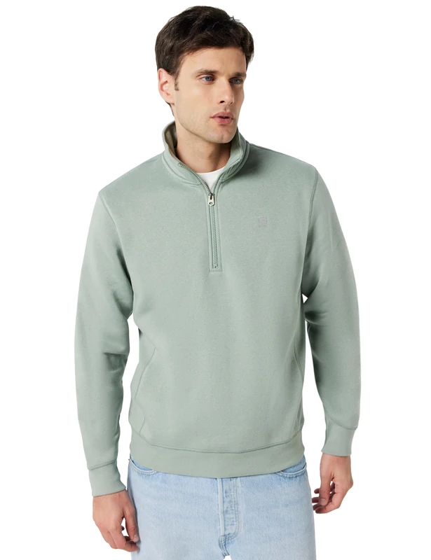 G-STAR Men's Premium Core Half Zip Sweater, Blue (iceberg green D26459-C235-C959), S