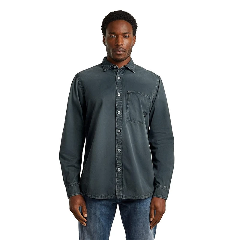G-STAR Men's Regular One-Pocket Shirt, BLACK (faded moonless night gd D27083-D947-G371), L