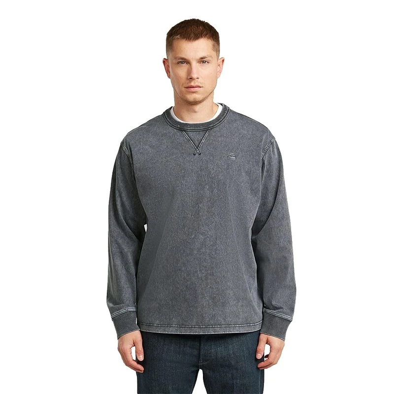 G-STAR Men's Washed Hb R Sw Sweater, Black (Dk Black Gd Snow Bleach D27102-e161-h650), M