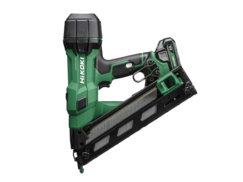 Hikoki NT1865DAAJXZ 15Ga Angled Finishing Nailer 18V 2 x 2.0Ah, Lightweight Design Makes it Easy to use.
