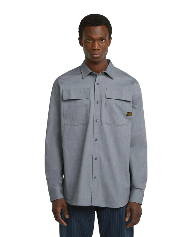 G-STAR Men's CPO Regular Shirt, Multicolor (ash blue/india ink oxford D23583-C895-H621), XS