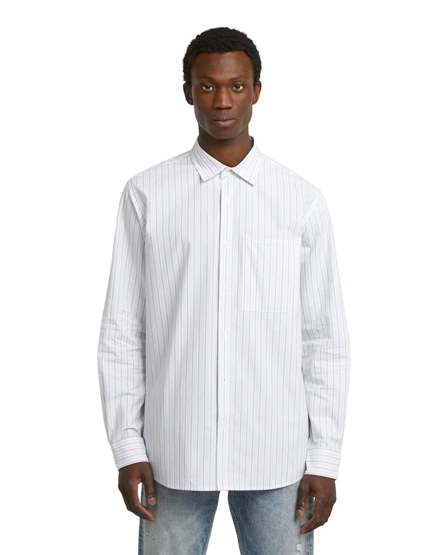 G-STAR Men's One Pocket Regular Shirt, Multicolor (ash blue irregular stripe D28117-E296-H622), S