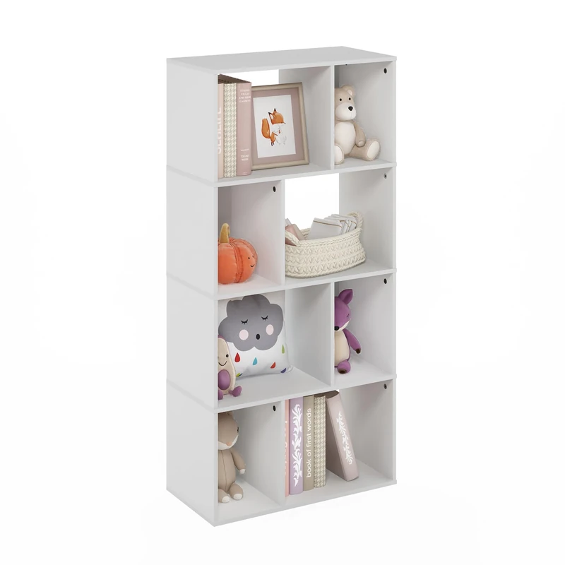 Furinno Daly 8-Cube Irregular Cubes Bookcase, Bookshelf, Storage Organizer, White