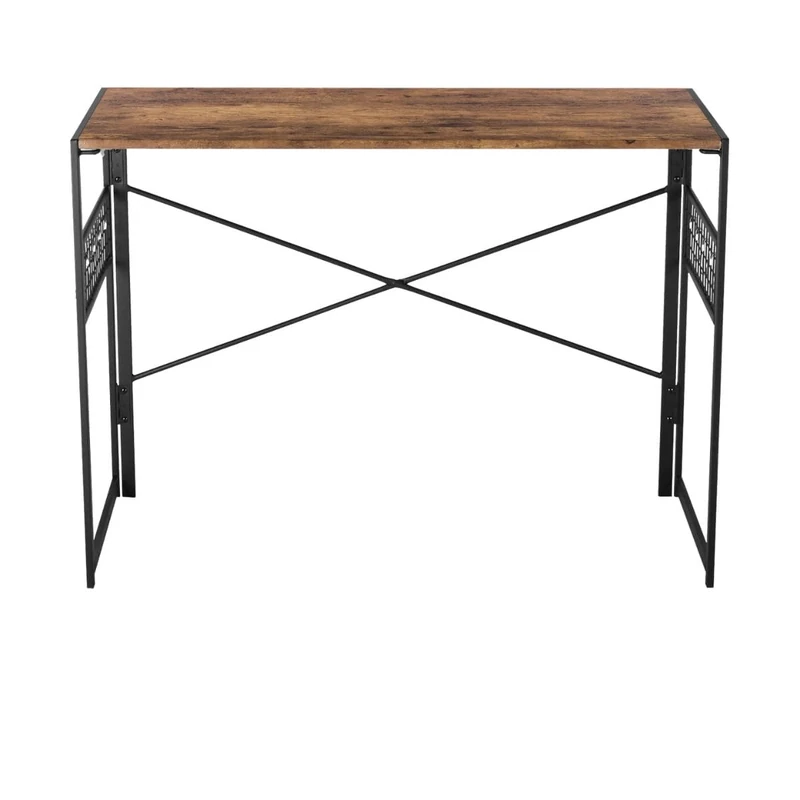FurnitureR Computer Workstations, Laptop Folding Desk, Iron Mesh with 8 S-Hooks, MDF & Metal Frame, Portable Desk for Home Office, Writing Table for Living Room, Bedroom, Dormitory, 100x50x72cm