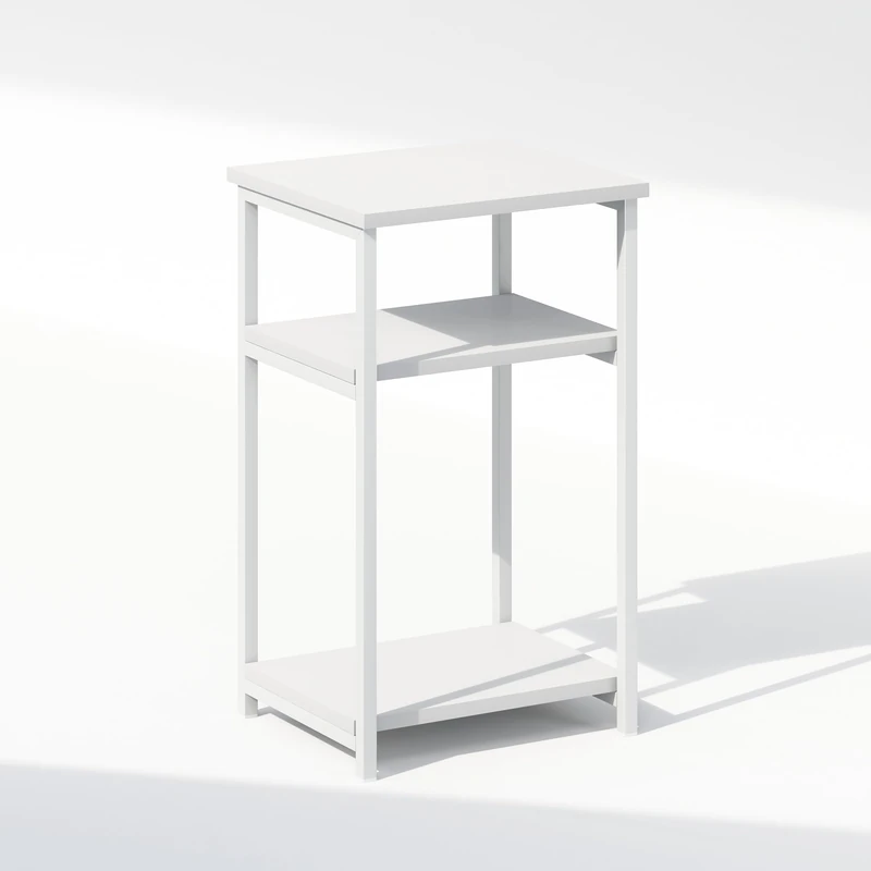 Furinno Simplistic 3-Tier Nightstand - White Bedside Table