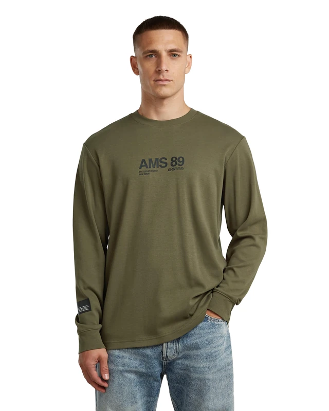 G-STAR Men's AMS 89 T-Shirt, GREEN (shadow olive D26867-D976-B230), L - Image 1