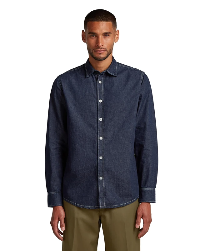 G-STAR Men's Clean Slim Shirt, Blue (rinsed D27681-D306-082), L