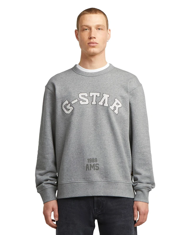 G-STAR Men's Applique Sweater, Multicolor (medium grey htr D27963-D257-8073), XS