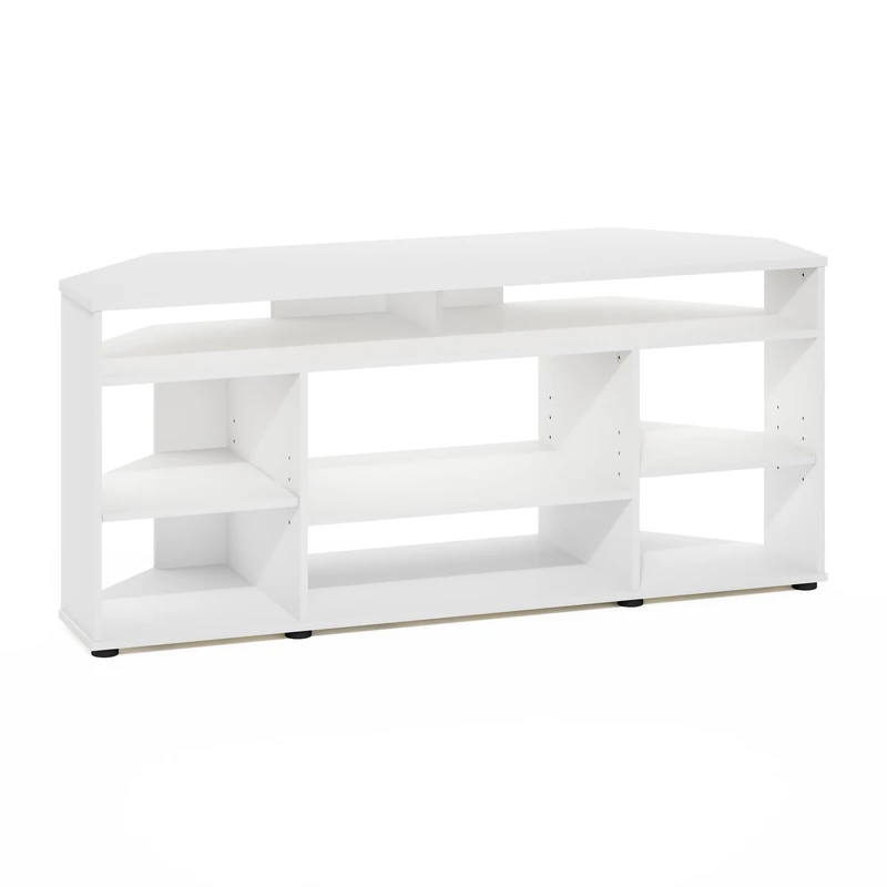 Furinno BESI TV Stand, No Tools Assembly Industrial Style Entertainment Center, TV Console for TV up to 46 Inch, for Living Room, Bedroom, White