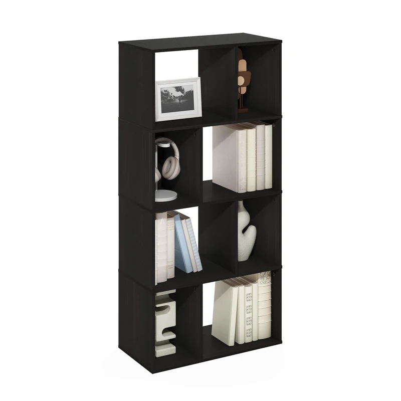 Furinno Daly 8-Cube Irregular Cubes Bookcase, Bookshelf, Storage Organizer, Espresso
