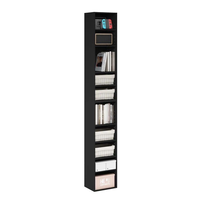 Furinno Pasir 10-Tier Open Shelf Bookcase, Blackwood