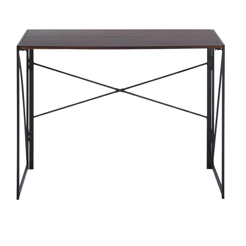 FurnitureR Computer Workstations, Small Space Foldable Desk, MDF & Metal Frame, Portable Laptop Desk for Home Office, Writing Table for Living Room, Bedroom, Dormitory, 100x50x75.5cm, Walnut