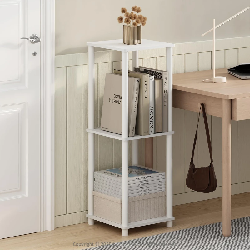 Furinno TURN-N-TUBE Set of 2 Stackable Bookshelf - White - Image 1