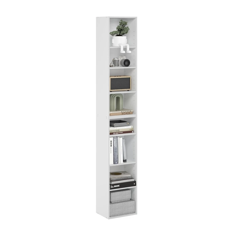 Furinno Pasir 8-Tier Open Shelf Bookcase, White
