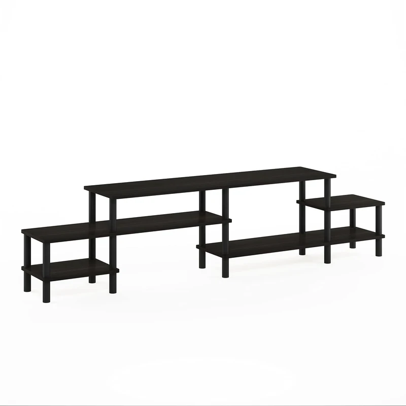 Furinno BESI TV Stand, No Tools Assembly Industrial Style Entertainment Center, TV Console for TV up to 46 Inch, for Living Room, Bedroom, Dark Oak
