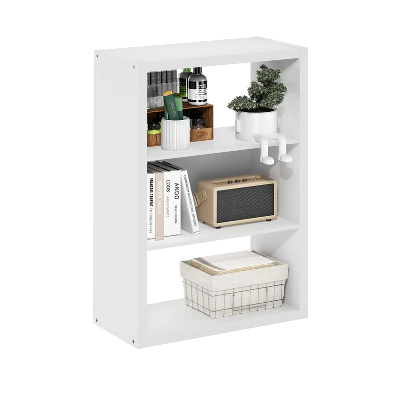 Furinno VIOLA Book Shelf, 3-Tier Bookshelf, Bookcase with Open Shelf, 11.3 x 23.2 x 35.9, for Living Room, Bedroom, Home Office, White