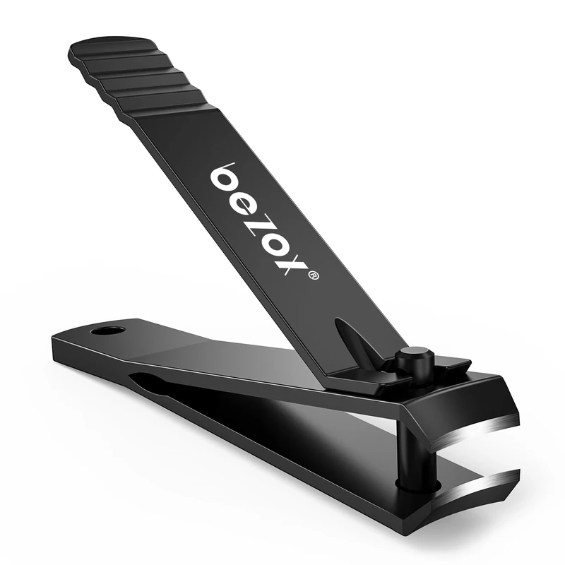 BEZOX Professional Large Jaw Curved Nail Clippers - Heavy Duty Nail Clippers Fingernail Toenail Clippers Trimmers - Heavy Duty Stainless Steel, Suitable for Thick Fingernail Toenail Men Women (Black)