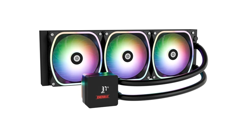 ENERMAX Aquafusion II ELC-AQFS360-SQA ARGB AIO 360mm Dual Chamber TDP 370W+ Intel LGA 1851/1700/115x/2066 AMD AM5/AM4 Digital Display 3 x SquA RGB ADV 120 PWM Fans