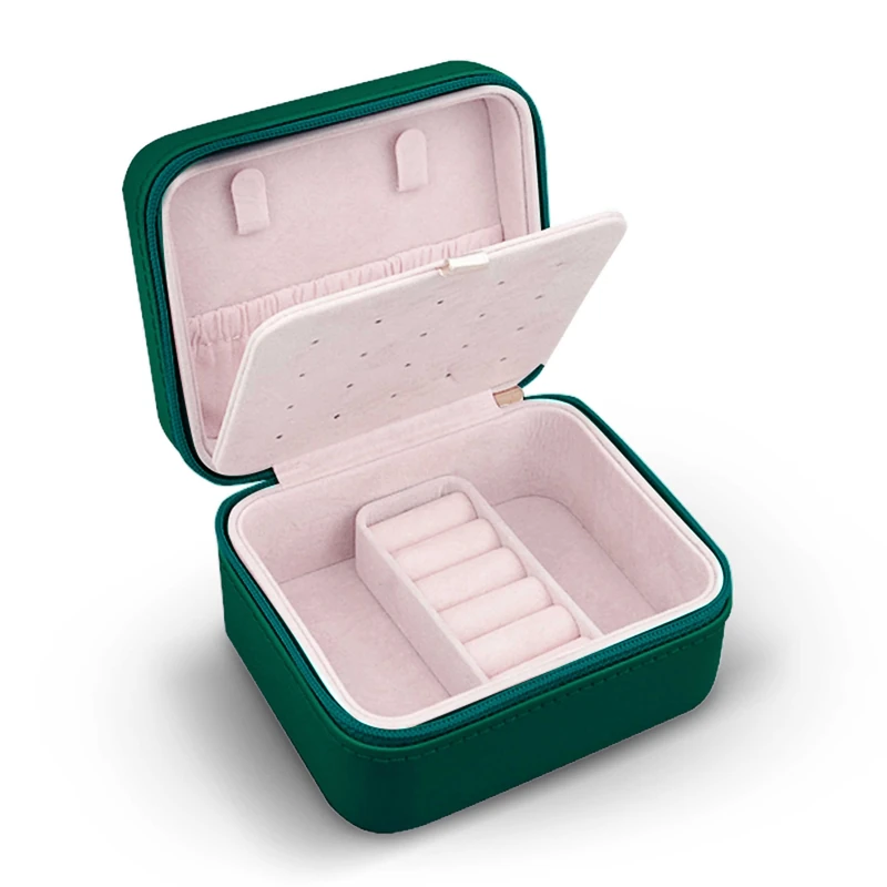 Massido Jewellery Box Travel Jewellery Case Small Jewellery Storage Organiser Portable 11 x 9.5 x 6.2 cm Green