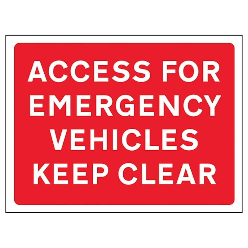 V Safety Access For Emergency Vehicles Keep Clear 600 x 450 mm - 5mm Outdoor Palboard Safety Sign