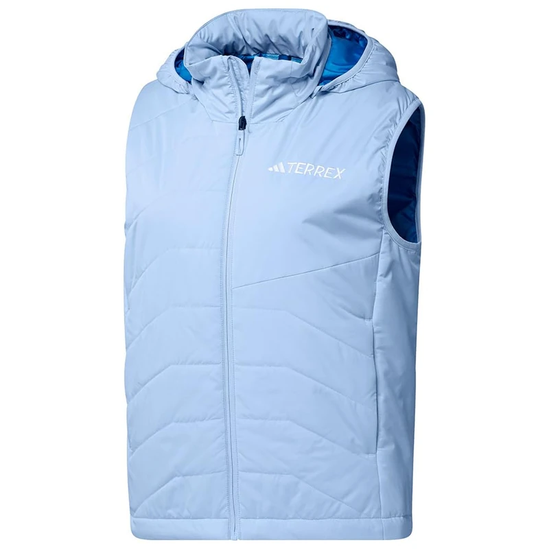 adidas Women's Terrex Multi CLIMAWARM Insulated Hooded Vest, glow blue, L