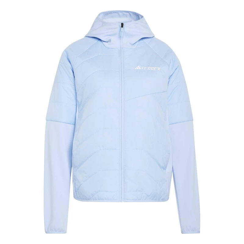 adidas Women's Terrex Multi CLIMAWARM Insulated Hybrid Hooded Jacket, glow blue, M