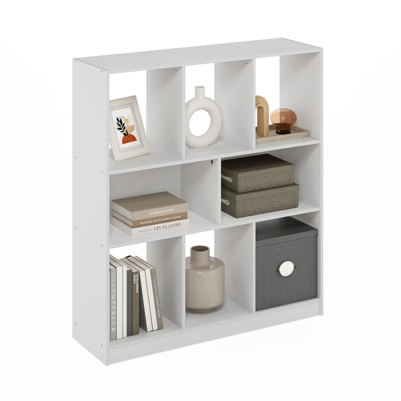 Furinno Daly 8-Cube Horizontal Bookcase, Bookshelf, Storage Organizer, 90 cm Width, White