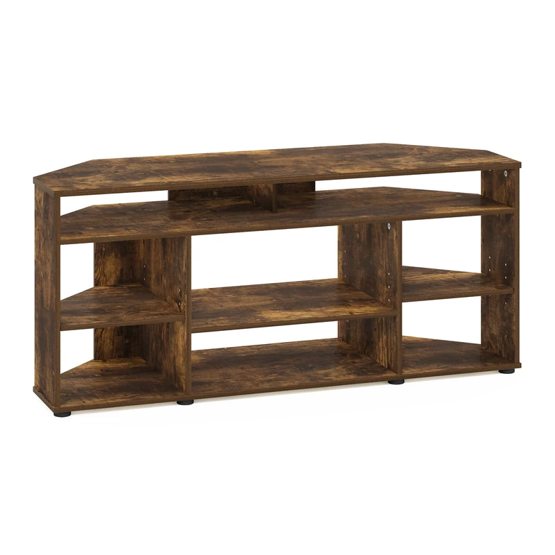 Furinno BESI TV Stand, No Tools Assembly Industrial Style Entertainment Center, TV Console for TV up to 46 Inch, for Living Room, Bedroom, Amber Pine
