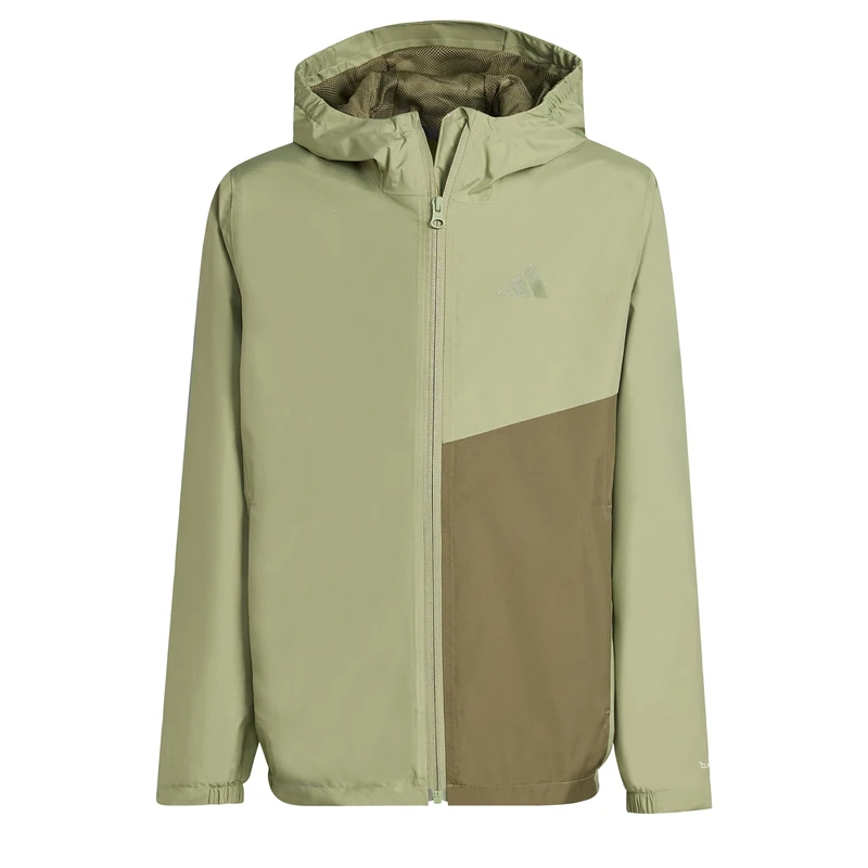 adidas Unisex Kids Terrex Kids Multi 2 Layer CLIMAPROOF Rain Jacket, tent green/olive strata, 7-8 Years
