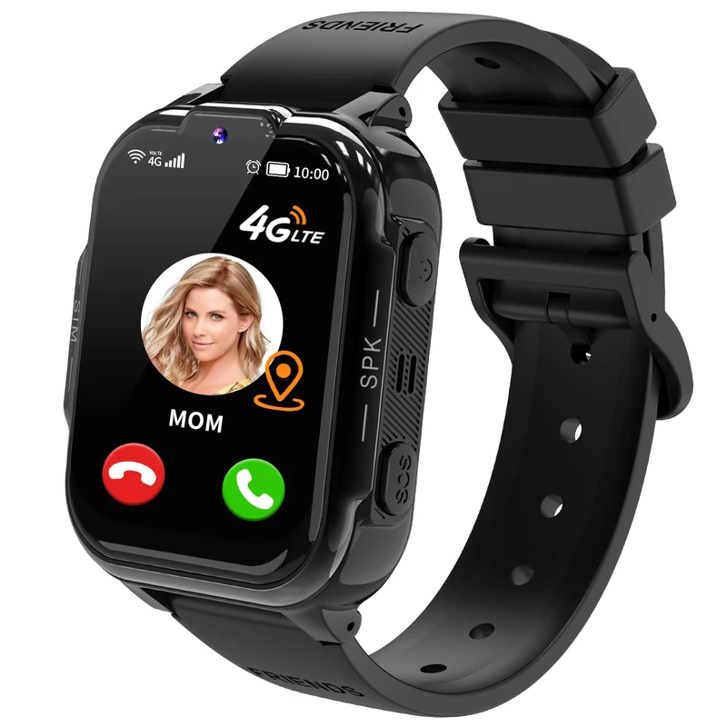JUBUNRER 4G Kids Smart Watch for Boys Girls GPS Tracker Video Call SOS Alarm Clock Pedometer Step Counter HD Camera Puzzle Games Calculator Waterproof Kids Phone Watch Digital Toys for 3-12 Years Old