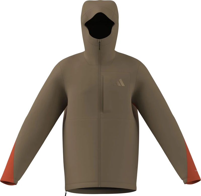 adidas Men's Terrex Multi 2.5 Layer CLIMAPROOF Rain Jacket, cardboard/semi impact orange, XL
