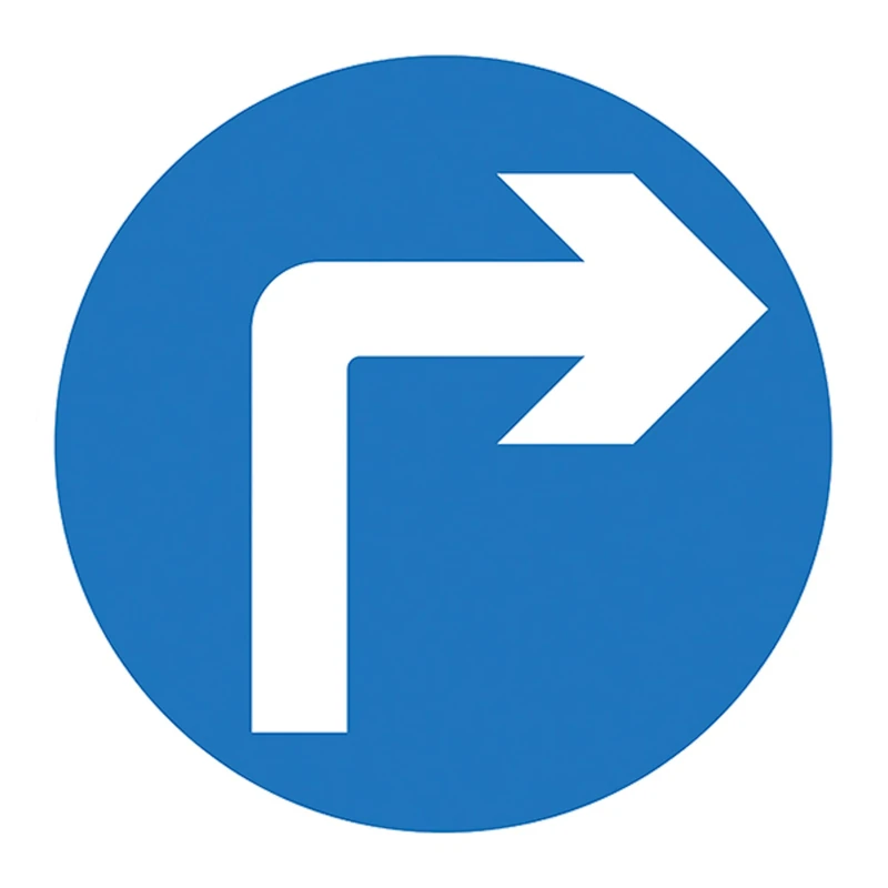 V Safety Right Turn Ahead 600 x 600 mm - 3mm Reflective Aluminium Composite Safety Sign