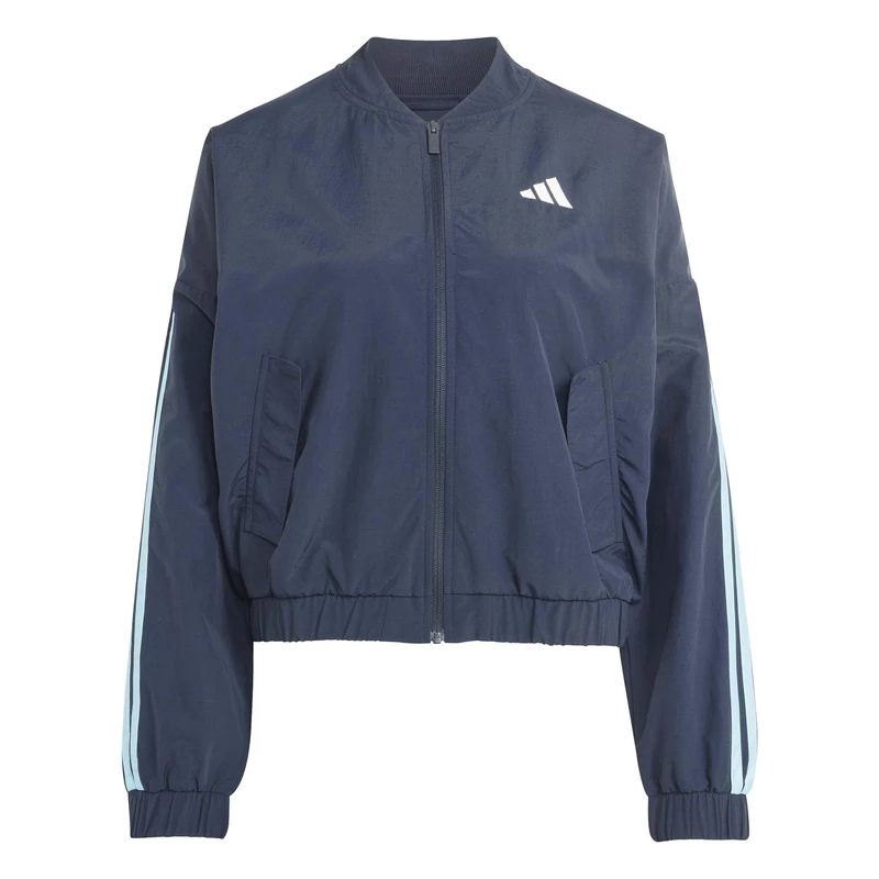 adidas Women's ESSENTIALS 3-STRIPES WOVEN WINDBREAKER, night navy/icey blue, XXS