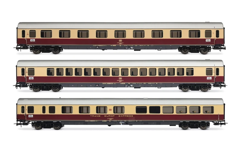 Rivarossi HR4373 DB, 3-unit pack TEE Bavaria (Apmz, Avmz + ARDm), red/beige livery, ep. IV Passenger Coaches