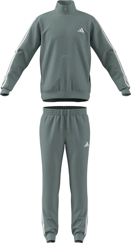 adidas Men's SPORTSWEAR BASIC 3 STRIPES TRICOT TRACKSUIT, Wonder Sage, XXL Plus Extra Tall