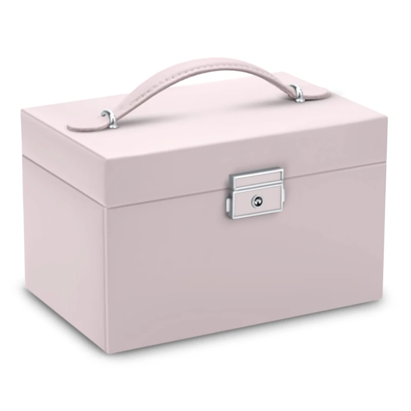 Massido Jewellery Box with Mirror Jewellery Storage Organiser Portable 18.6 x 14.8 x 11 cm Pink