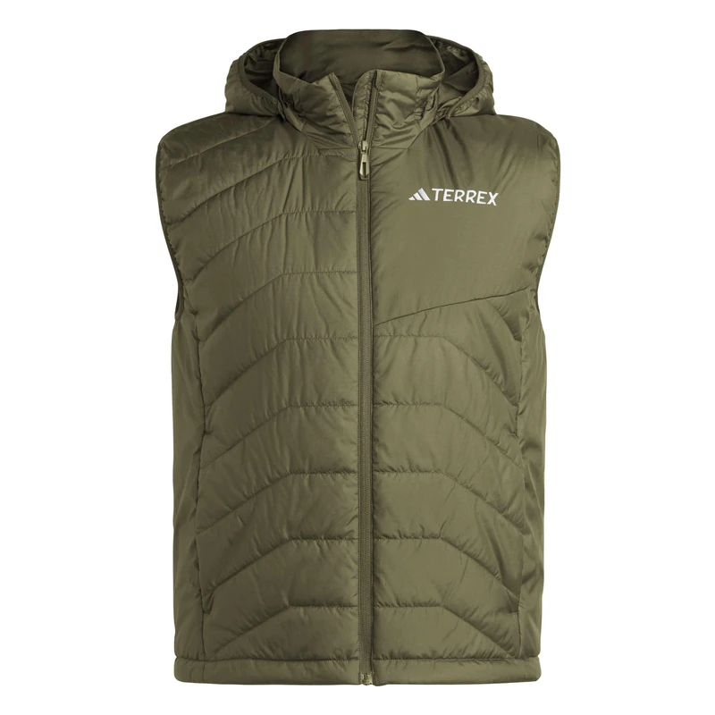 adidas Men's Terrex Multi CLIMAWARM Insulated Hooded Vest, olive strata, S