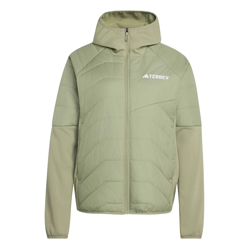 adidas Women's Terrex Multi CLIMAWARM Insulated Hybrid Hooded Jacket, tent green, XS