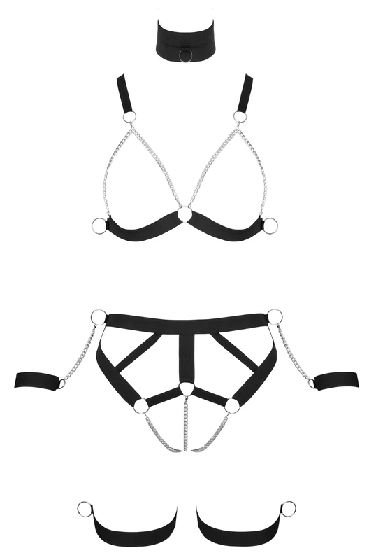 Bad Kitty Harness Set Black/Silver L