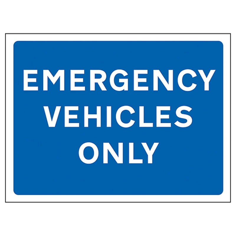 V Safety Emergency Vehicles Only 600 x 450 mm - 5mm Outdoor Palboard Safety Sign