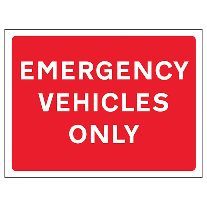 V Safety Emergency Vehicles Only - Landscape 600 x 450 mm - 5mm Outdoor Palboard Safety Sign