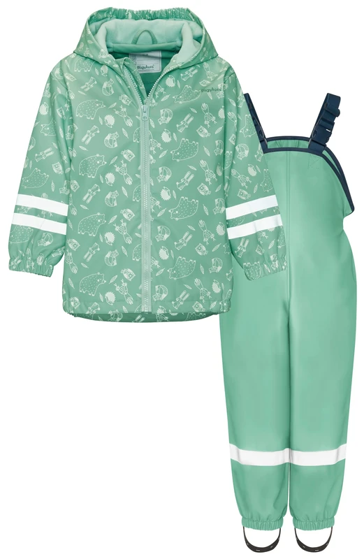 Playshoes Unisex Kid's Regen-Set rain kit, Forest Animals Green, 86 (Pack of 2)