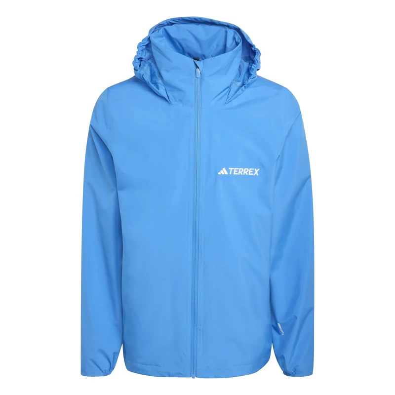 adidas Men's Terrex Multi Essentials 2 Layer Rain Jacket, ray blue, XS