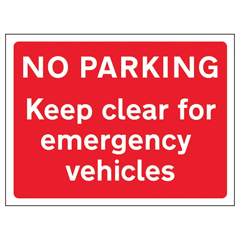 V Safety No Parking Keep Clear For Emergency Vehicles 600 x 450 mm - 5mm Outdoor Palboard Safety Sign