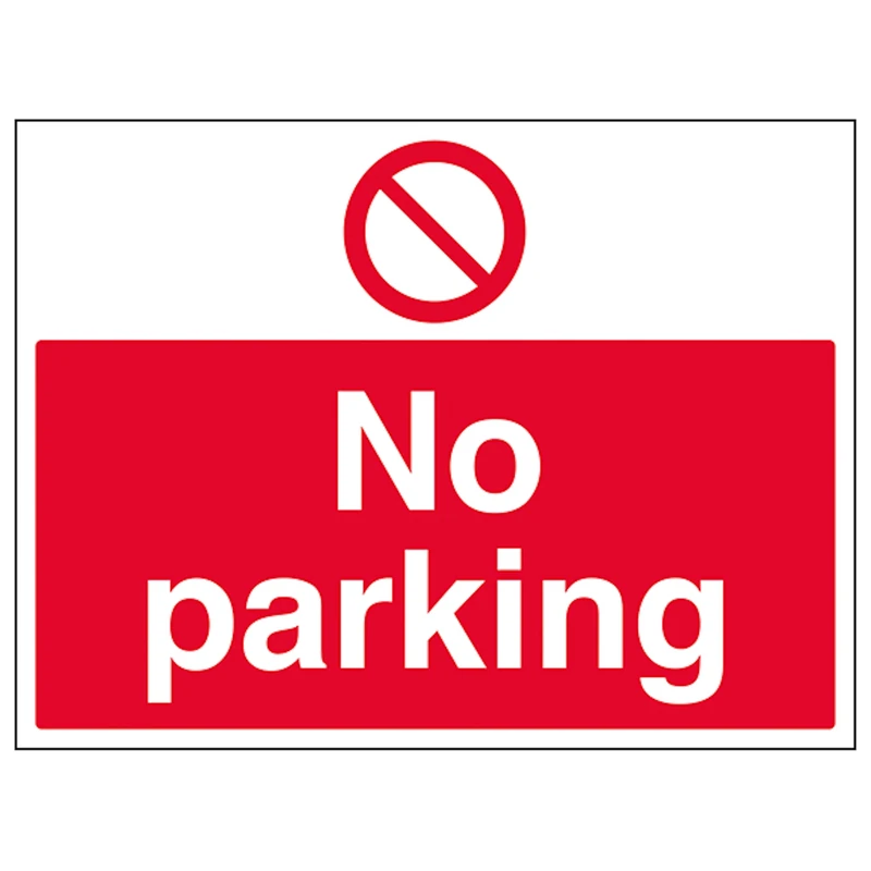 V Safety No Parking - Large Landscape 600 x 450 mm - Glow In The Dark Self Adhesive Vinyl Safety Sign