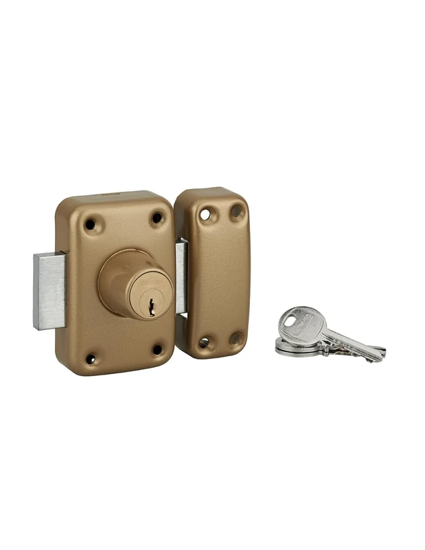 THIRARD 381716 Adriatic Double Cylinder Door Lock with Pins 45 mm-Various Security Protectors-4 Keys and Property Card-Made in France-Gold Finish, Silver